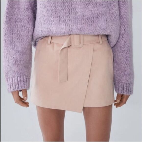 Zara Faux Suede‎ Belted Skort Women’s Size Medium - Picture 2 of 8